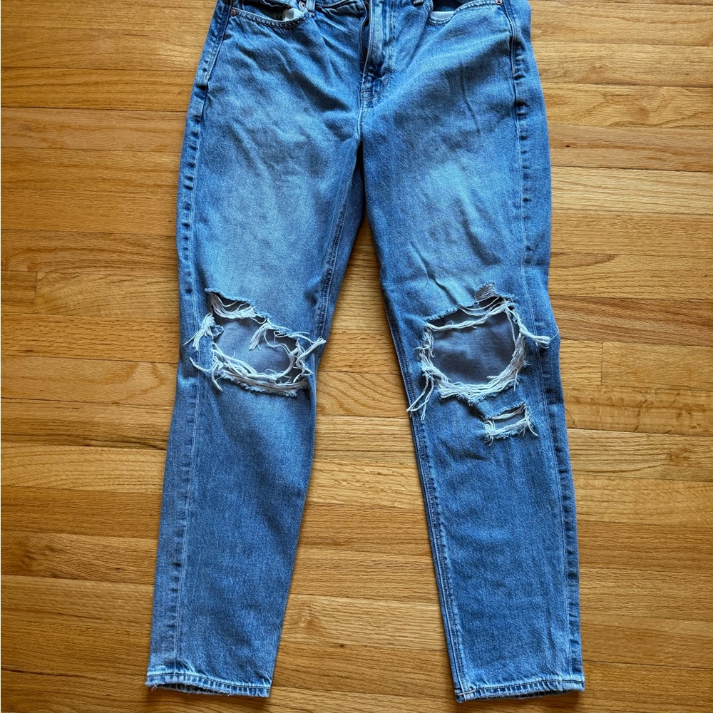 American Eagle Outfitters Ripped Blue Ankle Jeans
